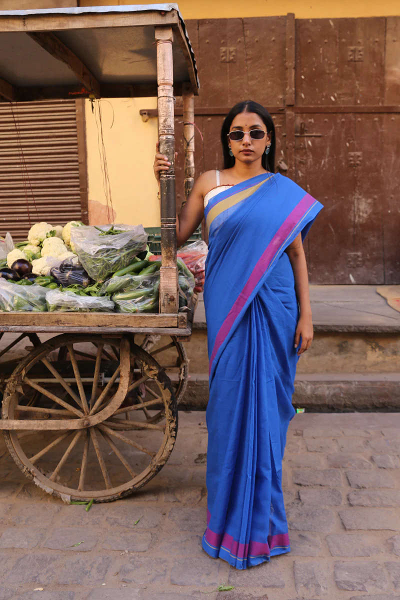 Rangrez - Handwoven Pure Mulmul Cotton Saree - Image 7