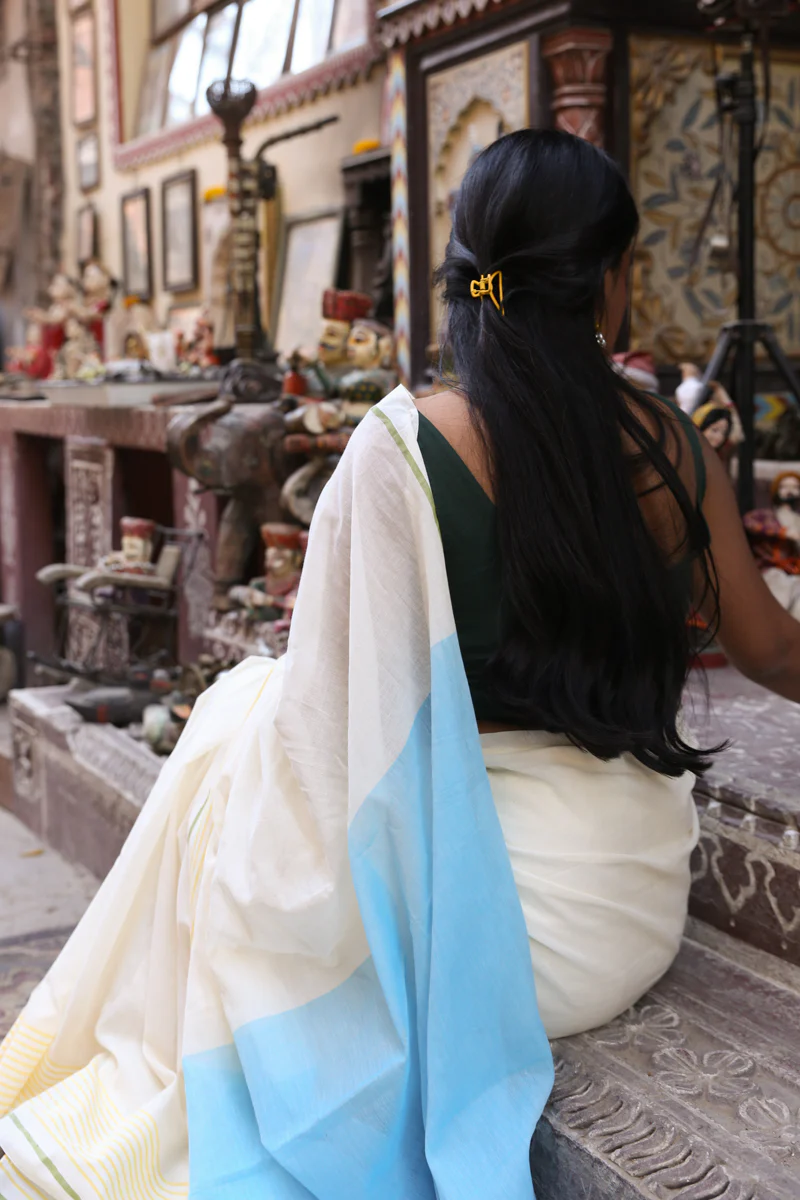 Sukoon - Handwoven Pure Mulmul Cotton Saree - Image 7